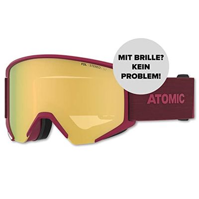Atomic Salomon SAVOR Big STEREO Lunettes de ski - Rouge foncé - Lunettes pour une vision claire et une protection contre l'éblouissement - Lunettes de sport à effet miroir de qualité supérieure