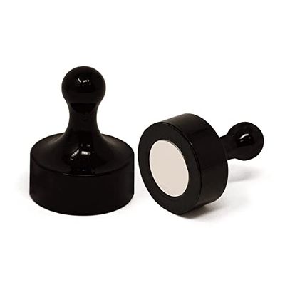 Black Jumbo Skittle Magnets for Fridge, Office, Whiteboard, Noticeboard, Filing Cabinet - 29mm dia x 38mm tall - Pack of 10