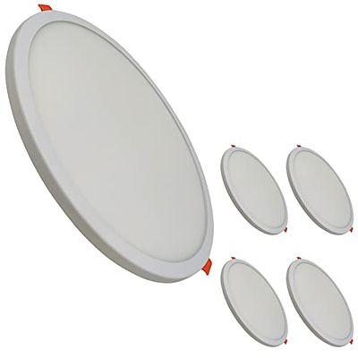 LED ATOMANT Pack de 5 painéis LED redondo plano de 20 W, corte ajustável 50 - 180 mm, branco frio (6500 K) 1800 lúmenes, driver incluído