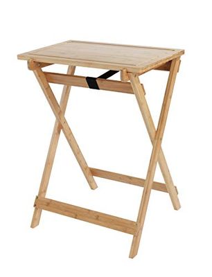 WENKO Table pliante Lugo, table d'appoint avec tablette amovible, table pratique pour la cuisine, le salon, le balcon et la terrasse, repliable, en bambou véritable, 60 x 79 x 52 cm, nature