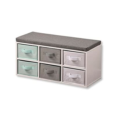 Kesper | Banc pour enfants avec boîtes de rangement, matériau: panneau de particules, dimensions: l:68 x h:29,5 x p:33 cm, couleur: blanc| 17729 13