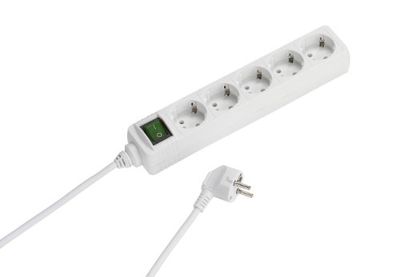 Vivanco REGLETA 5 tomadas com INTERRUTOR branco - cabo de 1,4 metros