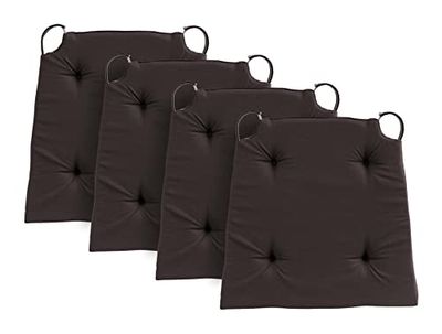 Traumnacht Lot de 4 Coussins de Chaise Basiques, avec Une Housse en Coton, 40 x 42 x 5 cm, châtaigne, certifié Öko-Tex, Produit Selon Les Normes de qualité allemandes