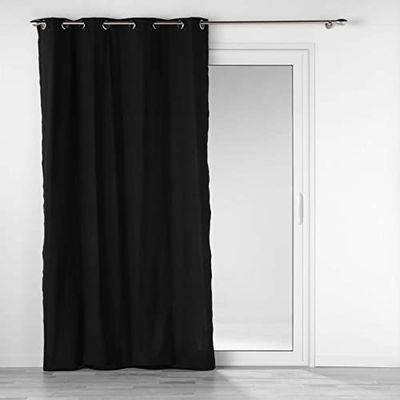 Douceur d'Intérieur, Curtain with Steering Wheel Loops 140 x 240 cm Anthracite Recycled Cotton Plain Mistralin