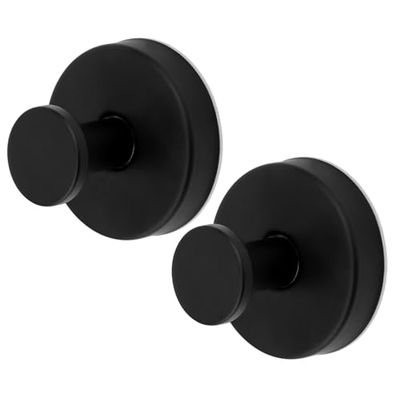 PEUTIER 2pz Ganci a Ventosa, Ganci a Ventosa Acciaio Inossidabile Alta Qualità Ganci per Doccia con Ventosa Gancio per Cappotto per Asciugamani Bagno Adatto per Superfici Lisce Specchi Vetro(Nero)