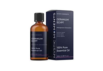 Mystic Moments | Geranium Egypt Essential Oil 100ml - Pure & Natural Oil for Diffusers, Aromatherapy & Massage Blends Vegan GMO Free