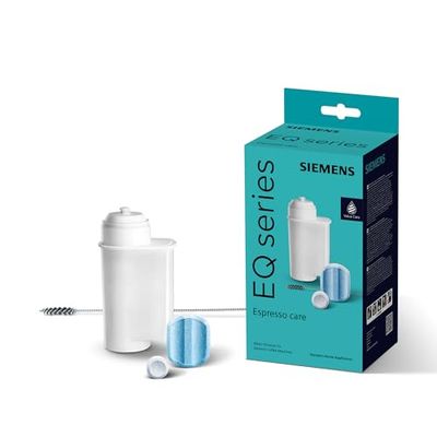 Siemens, onderhoudsset voor volautomatische espressomachines van de EQ serie, incl. 10 reinigingstabletten, 3 ontkalkingstabletten, 1 Brita Intenza waterfilter, 1 reinigingsborsteltje voor melkpijpje