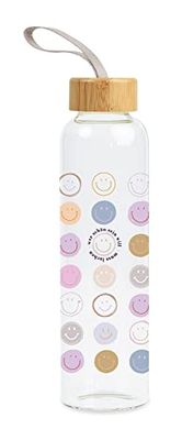 Grafik-Werkstatt Gourde en verre avec inscription amusante | Avec dragonne | 550 ml | Qui veut être beau, multicolore