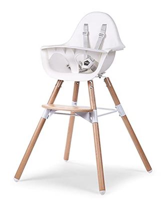 Childhome Cadeira evolutiva para bebé/criança, a partir dos 6 meses, altura regulável, arnês de 5 pontos, muitos acessórios, compatível com a cadeira newborn evolu, madeira de faia, evolu 2, cor