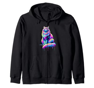 Paint Art Siberian Cat Moscow Longhairs Zip Hoodie