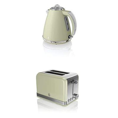 Swan Retro 1.5 Litre Jug Kettle and 2 Slice Toaster Green