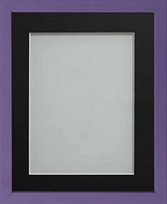 Frame Company Jellybean Range Purple Wooden 6x4 inch Picture Photo Frame with Black Mount for Image 5x3 inch * Choice of Colours & Sizes* Fitted with Perspex