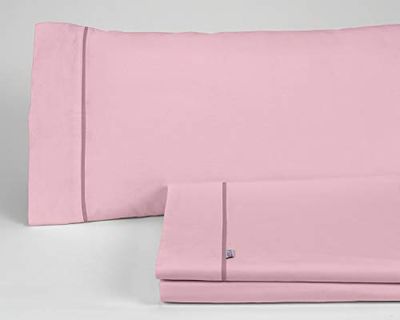 Juego de sábanas liso color rosa Cama de 105 (3 piezas) -50% algodón / 50% poliester - 144 hilos - gramatura: 115