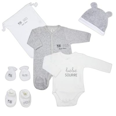 Tre kilos sju - 6-delat födelsekit (Body, mössa, tofflor, vantar, ficka, Pyjama) - 0 månader - mini oss