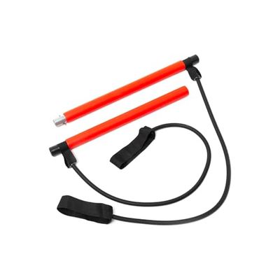 Barra Completo per Allenamento - Attrezzo da Fitness con Bande Elastiche e Manuale di Esercizi, per Yoga e Pilates, in Ferro, TPE e EVA, Rosso e Nero, 91x30cm