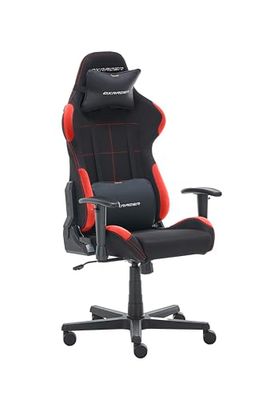 Robas Lund DX Racer 1.2 Chaise de Jeu, Housse en Tissu, Noir/Rouge, B/H/T: ca. 65/121-131/65 cm