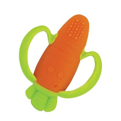 Infantino - Mordedor bebé de silicone em forma de cenoura - brinquedo sensorial - exploração sensorial / alívio dental - alças fáceis de segurar - brinquedo de estimulação sem BPA - 0 meses +