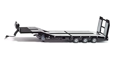 siku 6744, Remorque Surbaissée à 3 Essieux, Nooteboom Eurotrailer, 1:32, noir/argenté, métal/plastique, Rampe de chargement électronique, 4 LED à l'arrière