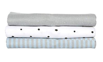 Moltondoeken/flanellen luiers/babyonderleggers (set van 3), 100% natuurlijk katoen - palissade blauw
