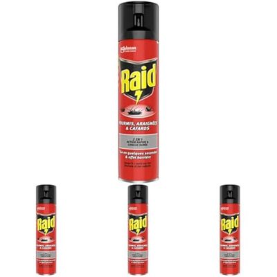 Raid Aerosol Fourmis/Araignees/Cafards 2En1 400 Ml (Lot de 4)