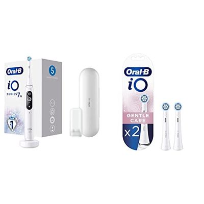 Oral-B iO 7N Cepillo de Dientes Eléctrico con Mango Recargable, Tecnología Magnética de Braun, Blanco & iO Gentle Care Recambios Cepillo de Dientes Eléctrico,