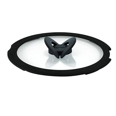 Tefal Ingenio - Tapa de cristal (16 cm, almacenamiento de ahorro de espacio, mango plegable, cocción más rápida, compatible con Ingenio, lavavajillas, alto rendimiento L9846102, transparente y negro