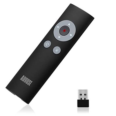 August LP200 Puntero Rojo para Diapositivas - Presentador Inalambrico Remote USB Ultraligero Powerpoint Clicker Compatible con Windows /Mac OS y Linux