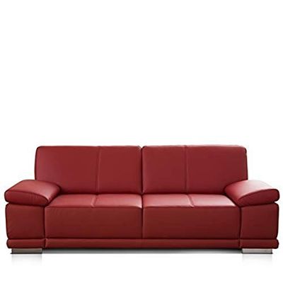 Cavadore Corianne - Divano a 3 posti, in vera pelle, dal design moderno, con braccioli regolabili, 217 x 80 x 99 cm, colore rosso