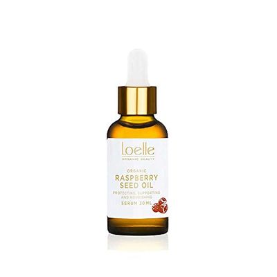 Loelle ‒ Olio di Semi di Lampone Puro al 100% Ideale per Viso, Corpo, Mani e Capelli ‒ Olio Secco Corpo Utile per Schiarire le Macchie Solari ‒ Olio Viso Biologico e Antirughe (30ml)