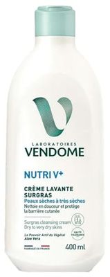 LABORATORIRES VENDOME - NUTRI V+ - Crema Lavante Surgras - Pulisce delicatamente e protegge la barriera taglianea - Effetto nutriente e protettivo, arricchito in aloe vera, pelli secche e molto