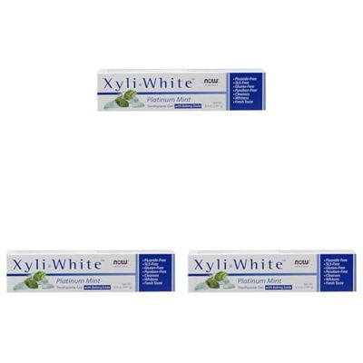 Now Foods XyliWhite Platinum Mint Gel dentífrico w/Bicarbonato de sodio - 181g 200 g (Paquete de 3)