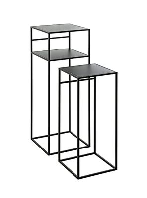 HAKU Möbel Juego de 2 mesas auxiliares negro, metal, metal - Dim.: AN 26/30 cm x AL 63/85 cm x P 26/30 cm, Estilo: Moderno