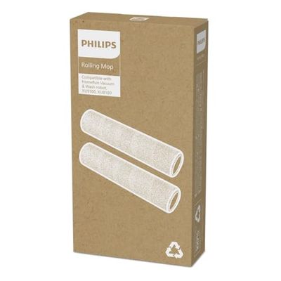 Philips Rolling Mops for HomeRun Vac & Wash Robot - 2x Original rolling mops, Patented rolling mop technology to banish stains, Suitable for all floor types, Compatible with 9000 series (XV1491/10)