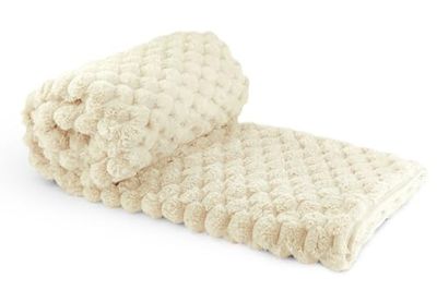 Emma Barclay Lush Luxurious Fluffy Faux Rabbit Fur Throw Blanket (Cream, 50x60 (127x152cm))
