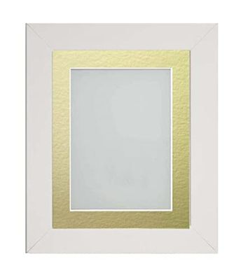 Frame Company Watson White Picture Photo Frame fitted with Perspex, 24x18 inch with Gold Mount for image size 18x12 inch