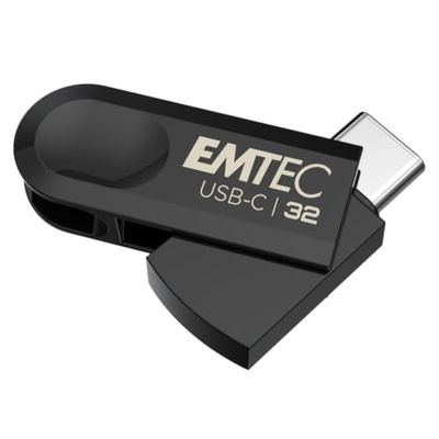 EMTEC - Memoria USB 3.2 Type-C Single C280 ECMMD32GC283 - Flash Drive, compatibilidad Universal USB 3.2 - Lectura de 80 MB/s, Escritura 20 MB/s, Eco Design, 32 GB/GB
