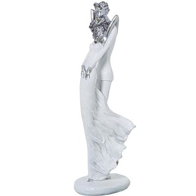 FIGURA RESINA PAREJA ABRAZO BLANCA/PLATEADA_9X8X30CM