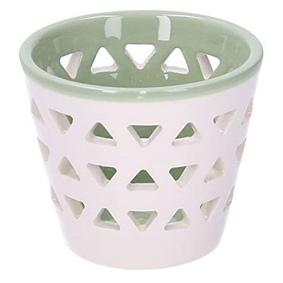 Vacchetti Ceramic Candle Holder 1 Place Green Round, Multicolor, Medium