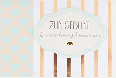 Perleberg Kaart voor geboorte in 11,6 x 16,6 cm - hoogwaardig cadeau voor de geboorte van meisjes en jongens - verjaardagskaart met tekstmotief - geboortekaart met envelop - wenskaart