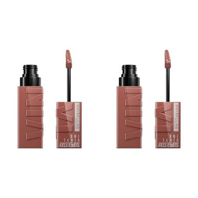 Maybelline New York Lip Colour, Smudge-free, Long Lasting up to 16h, Liquid Lipstick, Shine Finish, SuperStay Vinyl Ink, 120 Punchy (Pack of 2)