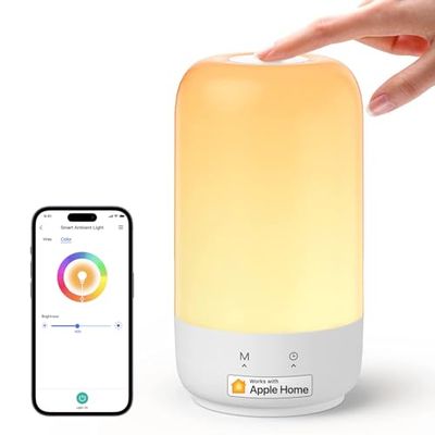meross Lámpara LED de Mesa Inteligente, Lámpara de Noche WiFi Compatible con Apple HomeKit, Alexa y Google Home, Luz Nocturna Multicolores RGBWW, con Comando de Voz y Control Remoto, Solo 2,4 GHz WiFi