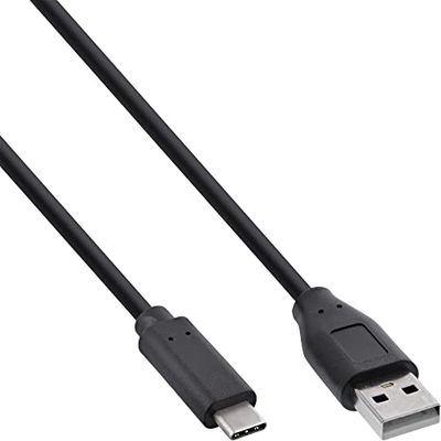InLine® USB 2.0 cable, Type C Male to A Male black Black 1 m