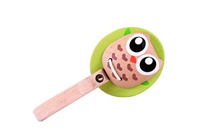 EverEarth Búho sonajero de Madera sostenible - Juguete para bebés Que favorece la prensión y la Escucha - Juguete para niños con Acuarelas inofensivas - Juego de sonajeros EE33584