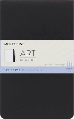 Moleskine schetsblok, schetsboek (papier voor potloden, houtskool, pennen, vulpennen en stiften, zachte kaft, groot formaat 13 x 21 cm, 48 pagina's) zwart groot/A5
