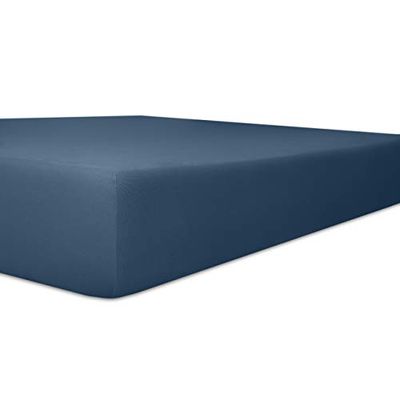 Kneer 22 Vario-Stretch - Sábana Bajera Ajustable (160 x 200 x 4-12 cm), Color Azul Marino