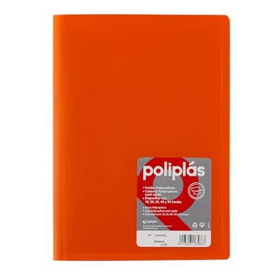 Grafoplas – Transparent Folder A4 Covers, Orange, 30 Polypropylene Linings, Opaque Polyplas Series, Made in Spain, Flexible Covers, Perfect for Filing Documents and Folios