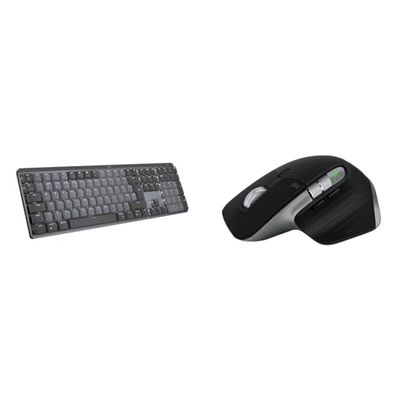 Logitech MX Mechanical Wireless Illuminated Performance Keyboard, Tactile Quiet Switches, QWERTY UK & MX Master 3S for Mac - Wireless Bluetooth Mouse with Ultra-fast Scrolling, Ergo, 8K DPI