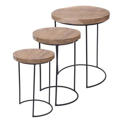 Well Home Bijzettafels, rond, metaal, Ø 18 x 28 x 38 cm, 3 stuks