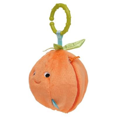 Manhattan Toy- Mini-Apple Farm - Juguete de Viaje Naranja para bebé con sonajero, chirriador, Tela Arrugada y mordedor con Clip, Multicolor, Small (161530)
