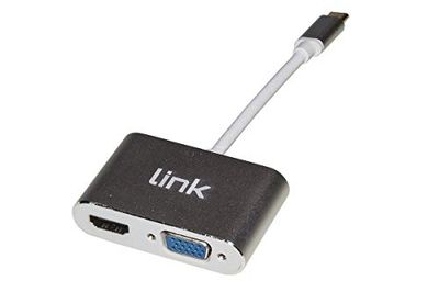 USB-adapter type C mannelijk met HDMI-aansluiting 4K en VGA.